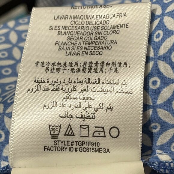 BCBGeneration Blue Patterned Blouse Size M Crisscross Back & Pocket Polyester - Picture 6 of 8